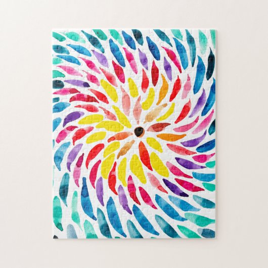 Spiraal regenboog waterverf abstract legpuzzel (Verticaal)