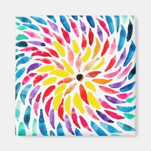 Spiraal regenboog waterverf abstract magneet