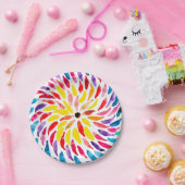 Spiraal regenboog waterverf abstract papieren bordje (Feest)