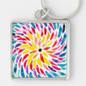 Spiraal regenboog waterverf abstract sleutelhanger (Voorkant)
