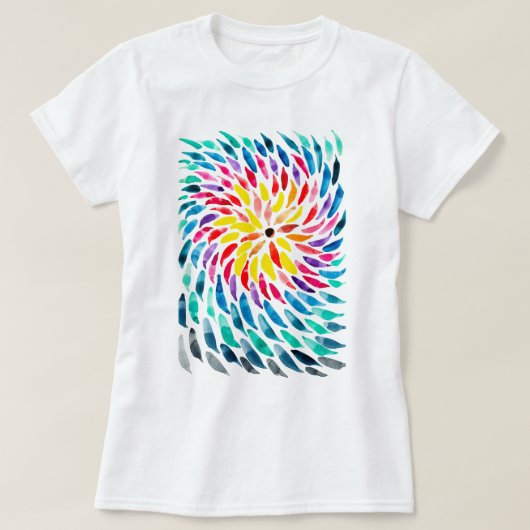 Spiraal regenboog waterverf abstract t-shirt (Design voorkant)