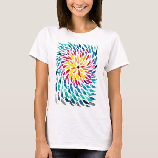 Spiraal regenboog waterverf abstract t-shirt (Voorkant)