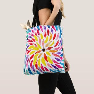 Spiraal regenboog waterverf abstract tote bag