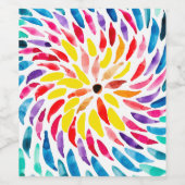 Spiraal regenboog waterverf abstract wijn etiket (Enkel label)