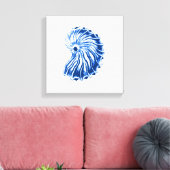 Spiraal Schelp, Indigo Blauw en Wit Canvas Afdruk (Insitu (Woonkamer))