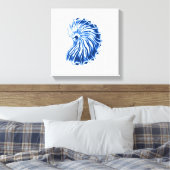 Spiraal Schelp, Indigo Blauw en Wit Canvas Afdruk (Insitu (Slaapkamer))