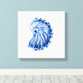 Spiraal Schelp, Indigo Blauw en Wit Canvas Afdruk (Insitu (Houten vloer))