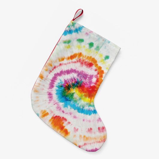 Spiraal stropdas-kleurstof, regenboog wervelpatroo kleine kerstsok (Voorkant (Hangend))