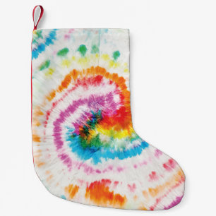 Spiraal stropdas-kleurstof, regenboog wervelpatroo kleine kerstsok