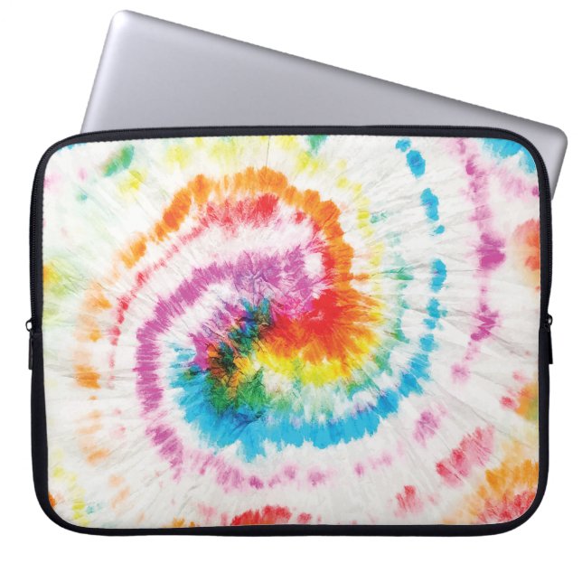 Spiraal stropdas-kleurstof, regenboog wervelpatroo laptop sleeve (Voorkant)