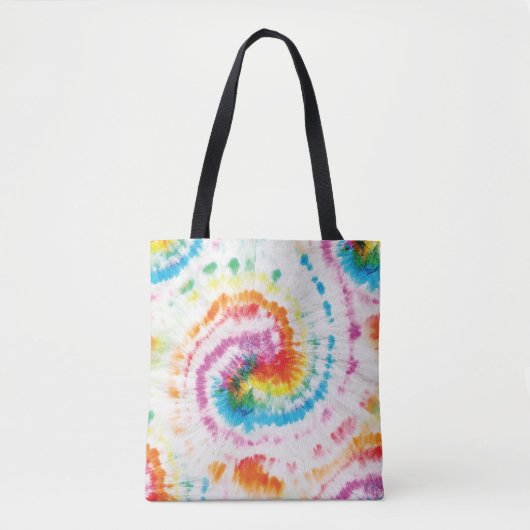 Spiraal stropdas-kleurstof, regenboog wervelpatroo tote bag (Voorkant)
