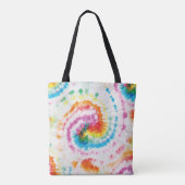Spiraal stropdas-kleurstof, regenboog wervelpatroo tote bag (Achterkant)