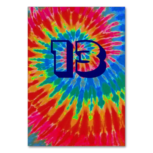 Spiraal Tie Dye Bruiloft Tafel Dertien Kaart (Voorkant)