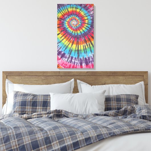 Spiraal Tie Dye Stretched Canvas (Insitu (Slaapkamer))