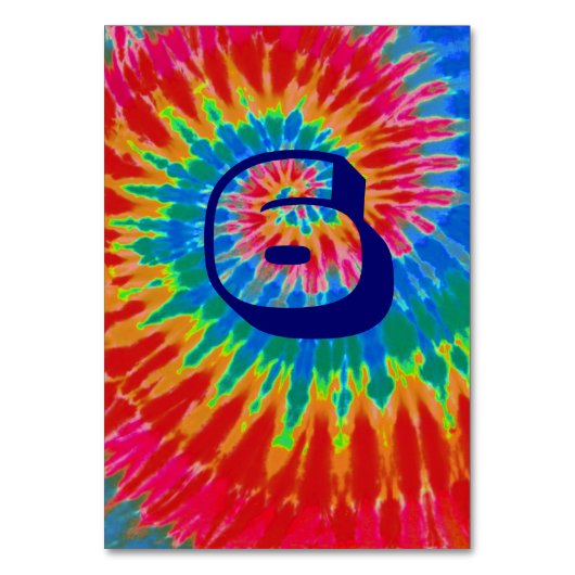 Spiraal Tie Dye Trouwtafel Zes Kaart (Voorkant)