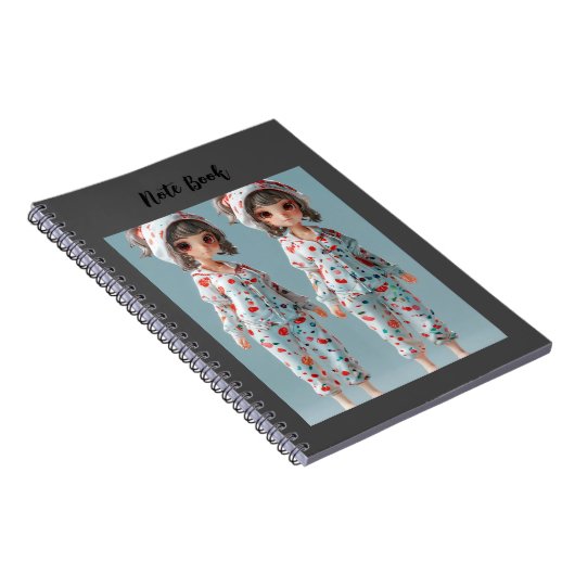 Spiraal twee  Cartoon stijl meisjes Notitieboek (Rechterzijde)
