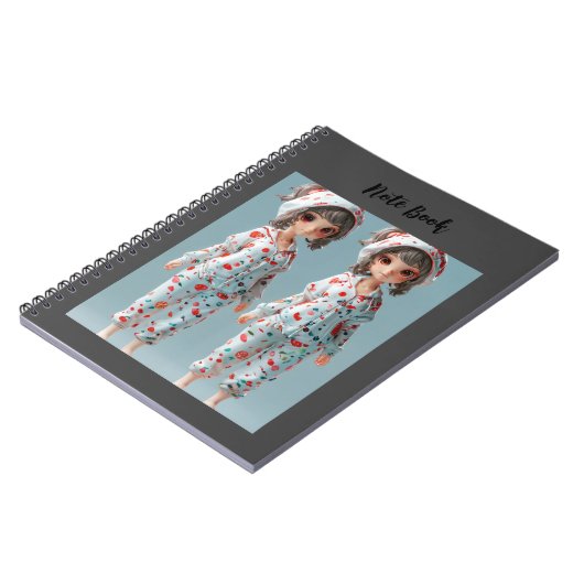 Spiraal twee  Cartoon stijl meisjes Notitieboek (Linkerzijde)