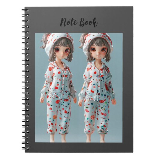 Spiraal twee Cartoon stijl meisjes Notitieboek (Voorkant)