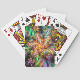 Spiraal van kunststofbloem pokerkaarten