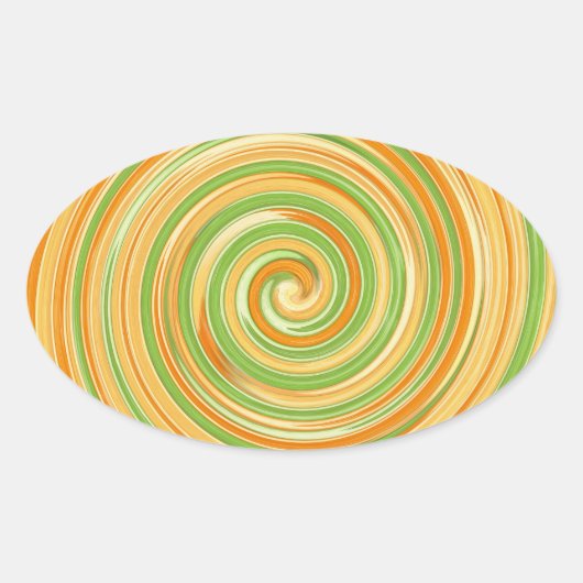 Spiraal van leuke citruskleuren ovale sticker (Voorkant)