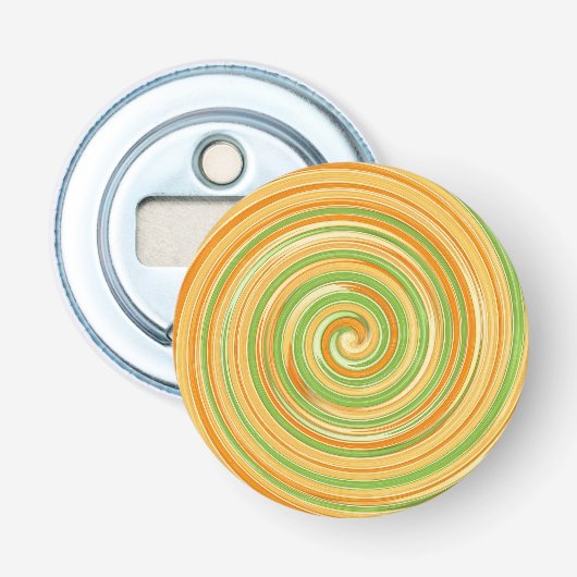 Spiraal van pret citruskleuren  button flesopener (Voorkant)