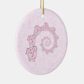 Spiraal van roze olifanten. Roze achtergrond. Keramisch Ornament (Rechts)