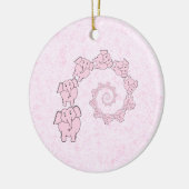 Spiraal van roze olifanten. Roze achtergrond. Keramisch Ornament (Links)