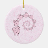 Spiraal van roze olifanten. Roze achtergrond. Keramisch Ornament (Achterkant)