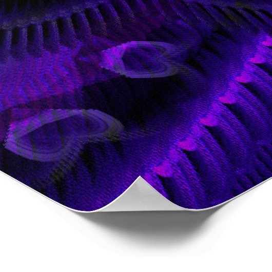Spiraal ventilatorfractal donker Paars UV Pixel Poster (Hoek)