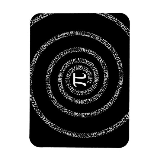 Spiraal voor Pi op Zwarte Decoratie Magneet (Verticaal)