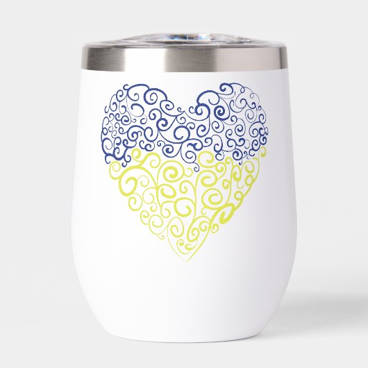 Spiraal wervelt mehandi hart Oekraïense vlag kleur (Voorkant)