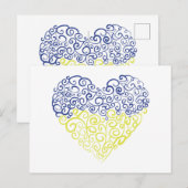 Spiraal wervelt mehandi hart Oekraïense vlag kleur Briefkaart (Voorkant / Achterkant)