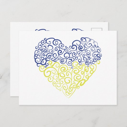 Spiraal wervelt mehandi hart Oekraïense vlag kleur Briefkaart (Voorkant / Achterkant)