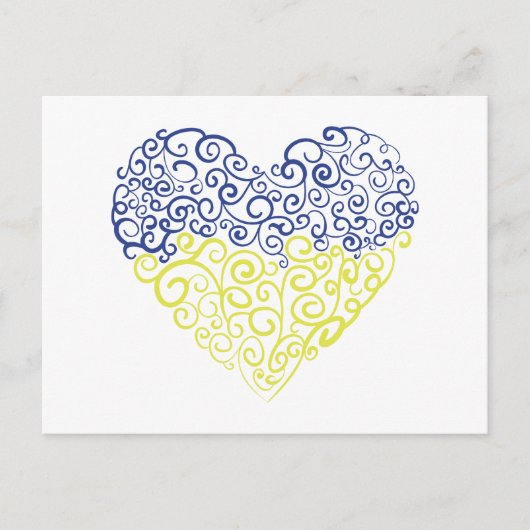 Spiraal wervelt mehandi hart Oekraïense vlag kleur Briefkaart (Voorkant)