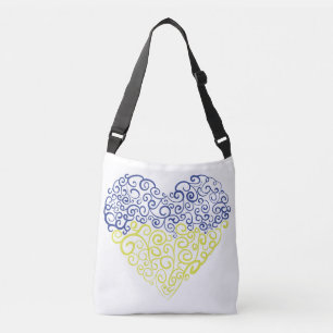 Spiraal wervelt mehandi hart Oekraïense vlag kleur Crossbody Tas