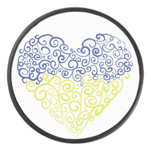 Spiraal wervelt mehandi hart Oekraïense vlag kleur Hockey Puck