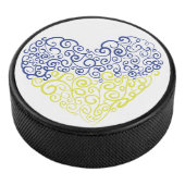 Spiraal wervelt mehandi hart Oekraïense vlag kleur Hockey Puck (3/4)