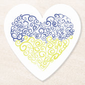 Spiraal wervelt mehandi hart Oekraïense vlag kleur Kartonnen Onderzetters (Voorkant)