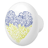 Spiraal wervelt mehandi hart Oekraïense vlag kleur Keramische Knop (Rechts)