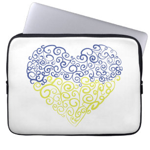 Spiraal wervelt mehandi hart Oekraïense vlag kleur Laptop Sleeve