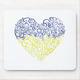 Spiraal wervelt mehandi hart Oekraïense vlag kleur Muismat