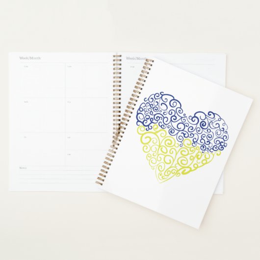 Spiraal wervelt mehandi hart Oekraïense vlag kleur Planner (Display)