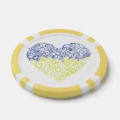 Spiraal wervelt mehandi hart Oekraïense vlag kleur Poker Chips (Enkel)