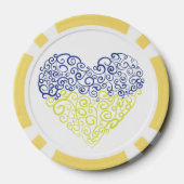 Spiraal wervelt mehandi hart Oekraïense vlag kleur Poker Chips (Achterkant)