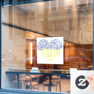 Spiraal wervelt mehandi hart Oekraïense vlag kleur Raamsticker