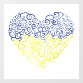 Spiraal wervelt mehandi hart Oekraïense vlag kleur Raamsticker (Vel)