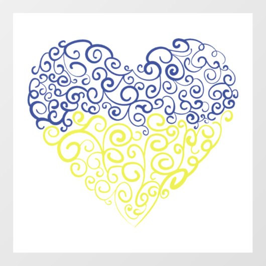 Spiraal wervelt mehandi hart Oekraïense vlag kleur Raamsticker (Vel)