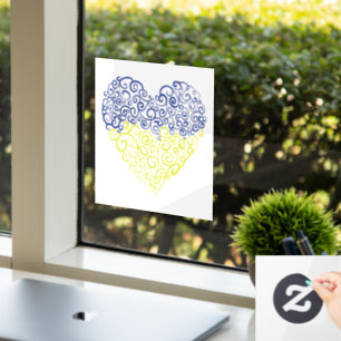 Spiraal wervelt mehandi hart Oekraïense vlag kleur Raamsticker