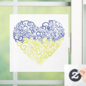 Spiraal wervelt mehandi hart Oekraïense vlag kleur Raamsticker (Huis)