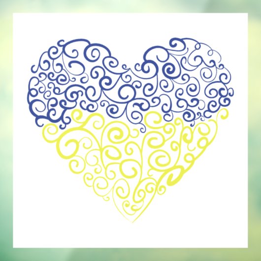 Spiraal wervelt mehandi hart Oekraïense vlag kleur Raamsticker (Vel 3)